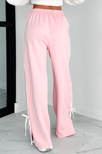 Powerplay Bow Detail Track Pants (Pink/White) - NanaMacs