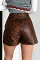 Living Fashionably Faux Leather Shorts (Espresso)