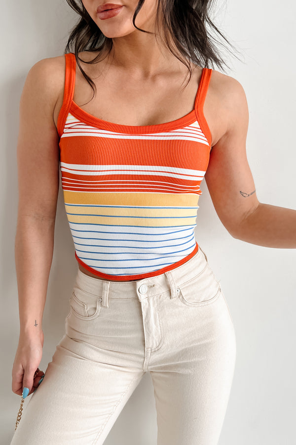 Life Is A Beach Striped Tank Top (Orange Combo) - NanaMacs