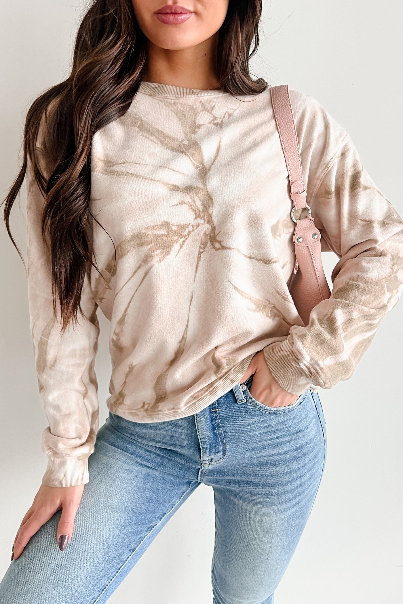 Simply Chillin' Tie Dye Sweatshirt (Taupe) - NanaMacs