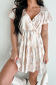 Flower In The Desert Printed Tier Mini Dress (Ivory/Peach)