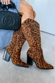 Didn't Come To Play Faux Suede Cowgirl Boots (Leopard) - NanaMacs