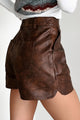 Living Fashionably Faux Leather Shorts (Espresso)