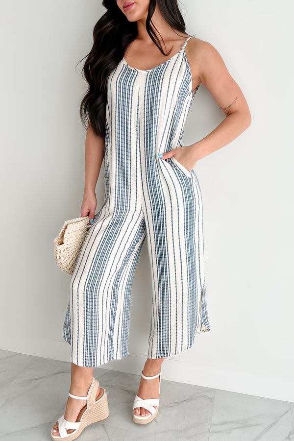 Worn With The Wind Sleeveless Striped Jumpsuit (Ivory/ Blue) - NanaMacs