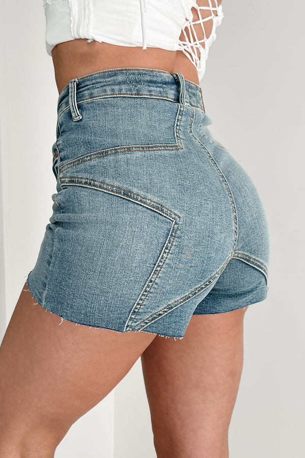 Tatyana High Rise Star Stitch Judy Blue Denim Shorts (Medium) - NanaMacs