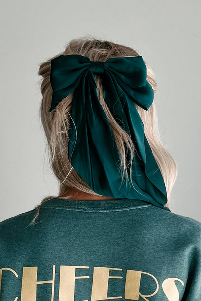 Hello Lovely Barrette Hair Bow (Dark Teal) - NanaMacs