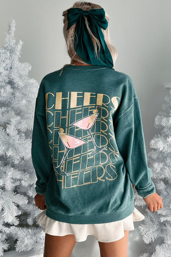 Martinis And Memories Double-Sided Graphic Sweatshirt (Silver Pine) - NanaMacs