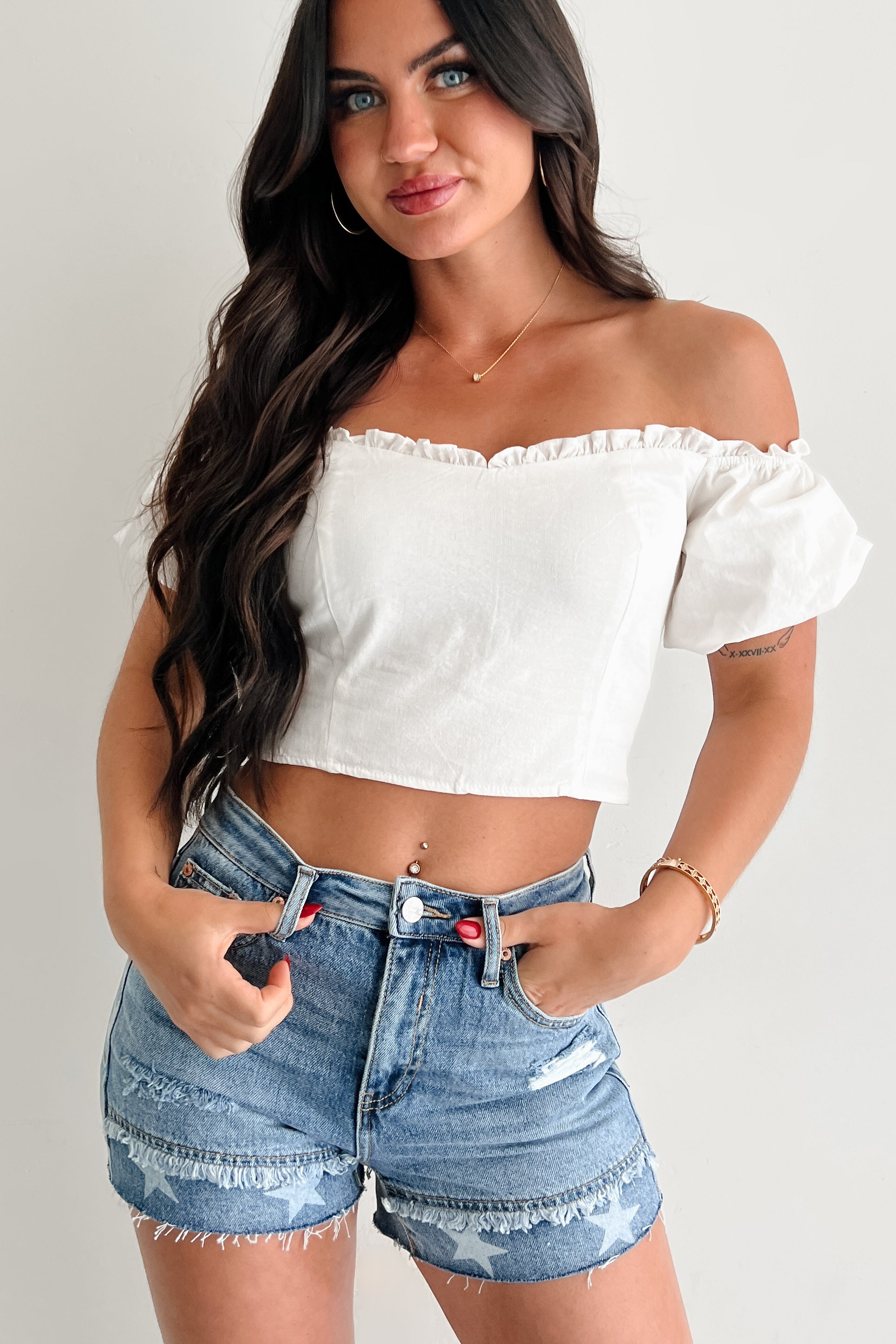 Call Me Cute Puff Sleeve Sweetheart Top (Off White) · NanaMacs
