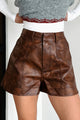 Living Fashionably Faux Leather Shorts (Espresso)