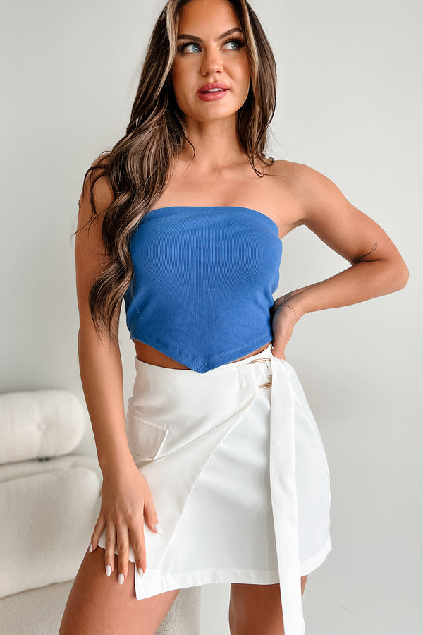 I Won't Compromise Ribbed Bandana Tube Top (Blue) - NanaMacs