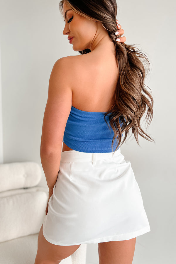 I Won't Compromise Ribbed Bandana Tube Top (Blue) - NanaMacs