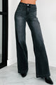 Spencer High Rise Wide Leg Vervet Trouser Jeans (Black) - NanaMacs