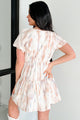 Flower In The Desert Printed Tier Mini Dress (Ivory/Peach)