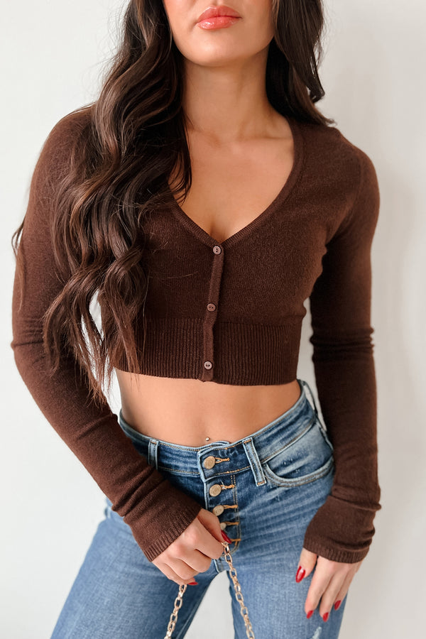 Autumn Attitude Cashmere Blend Crop Sweater (Brown) - NanaMacs