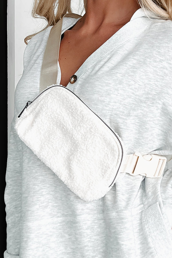 Take Me Along Sherpa Belt Bag (White) - NanaMacs