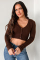 Autumn Attitude Cashmere Blend Crop Sweater (Brown) - NanaMacs