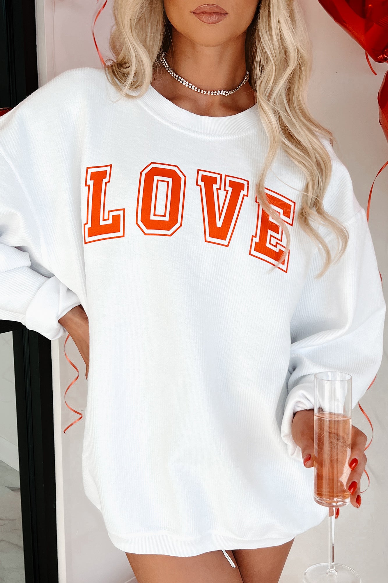 My Only Love Corded Graphic Crewneck (White) - Print On Demand - NanaMacs