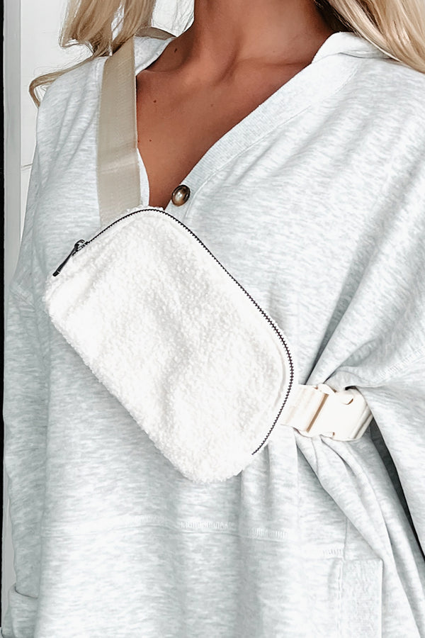 Take Me Along Sherpa Belt Bag (White) - NanaMacs