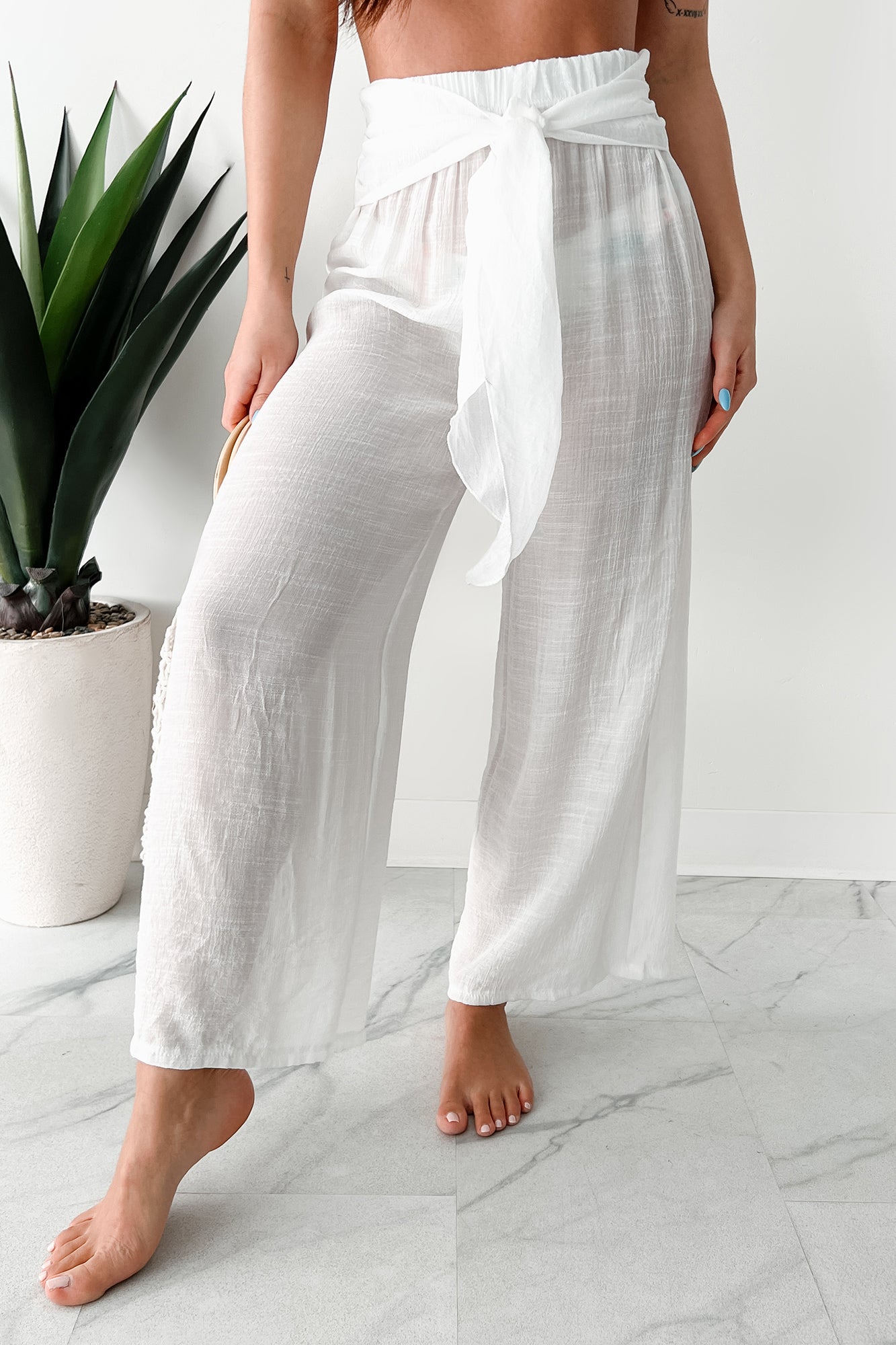 In Full Swing Wide Leg Linen Pants (White) · NanaMacs