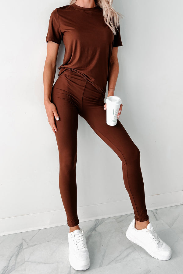 Zayne Buttery Soft T-Shirt & Leggings Set (Espresso) - NanaMacs