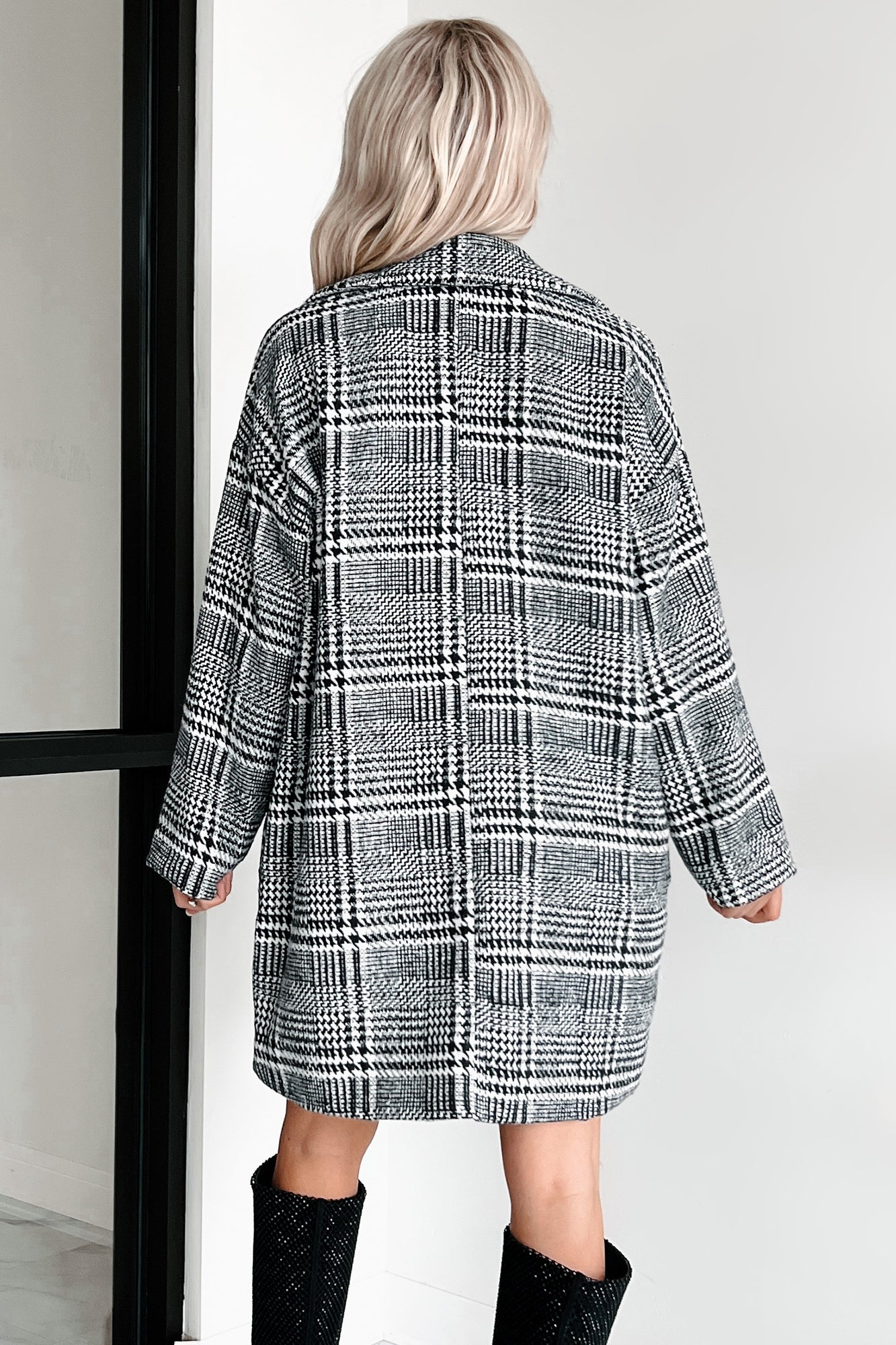 Mystery Worth Solving Oversized Plaid Coat (Black) - NanaMacs