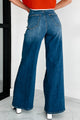 Leroy High Rise Wide Leg Cello Lace-Up Jeans (Medium Denim) - NanaMacs