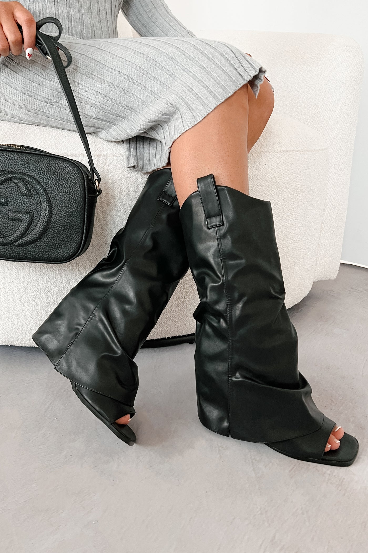 Knee High Boots Open Toe ASOS DESIGN Corfu Peep-toe Heeled Knee