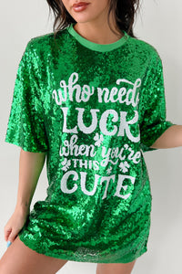 "When You're This Cute" Sequin Mini Dress (Green) - NanaMacs