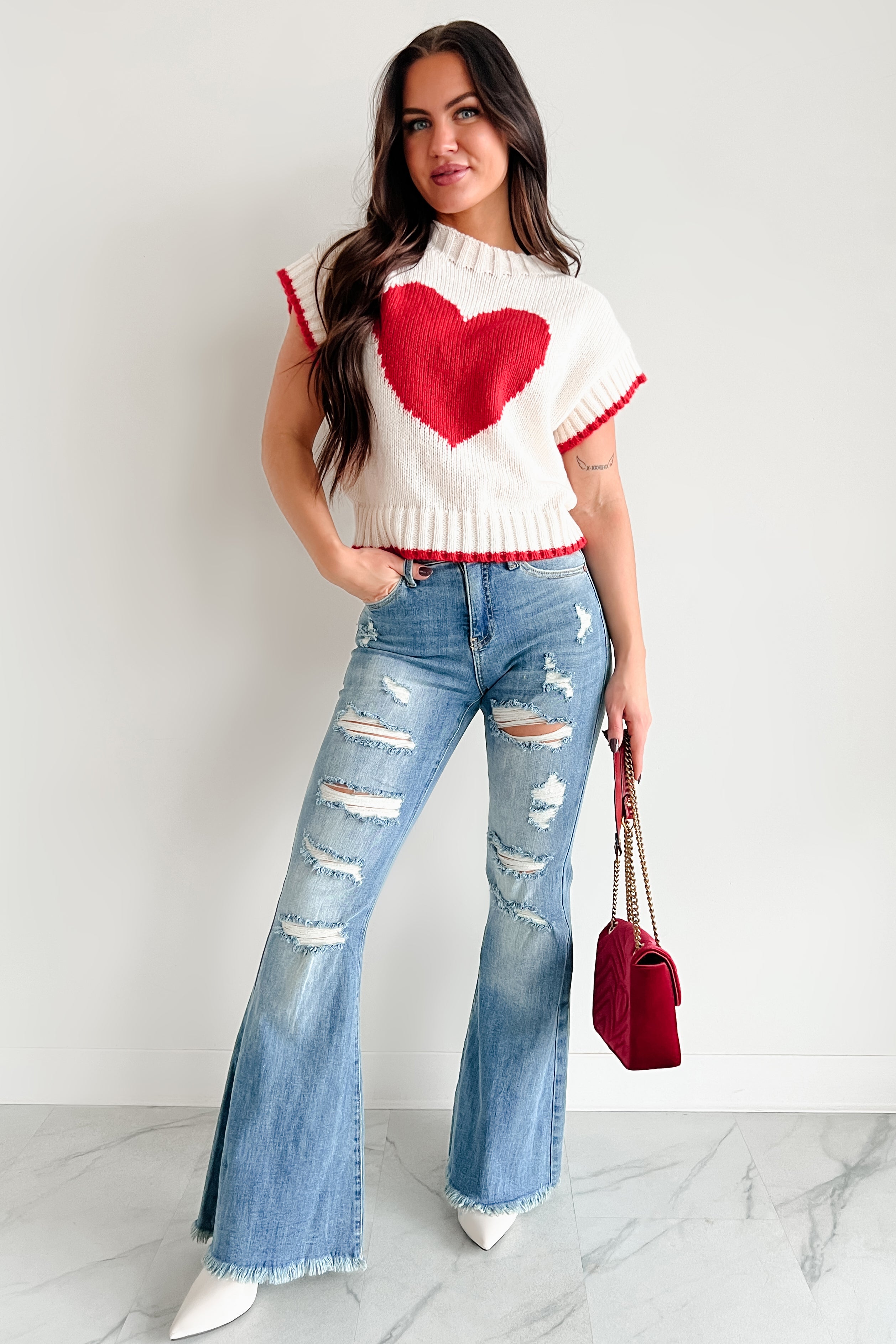 Zora Special A High Rise Distressed Tummy Control Flare Jeans