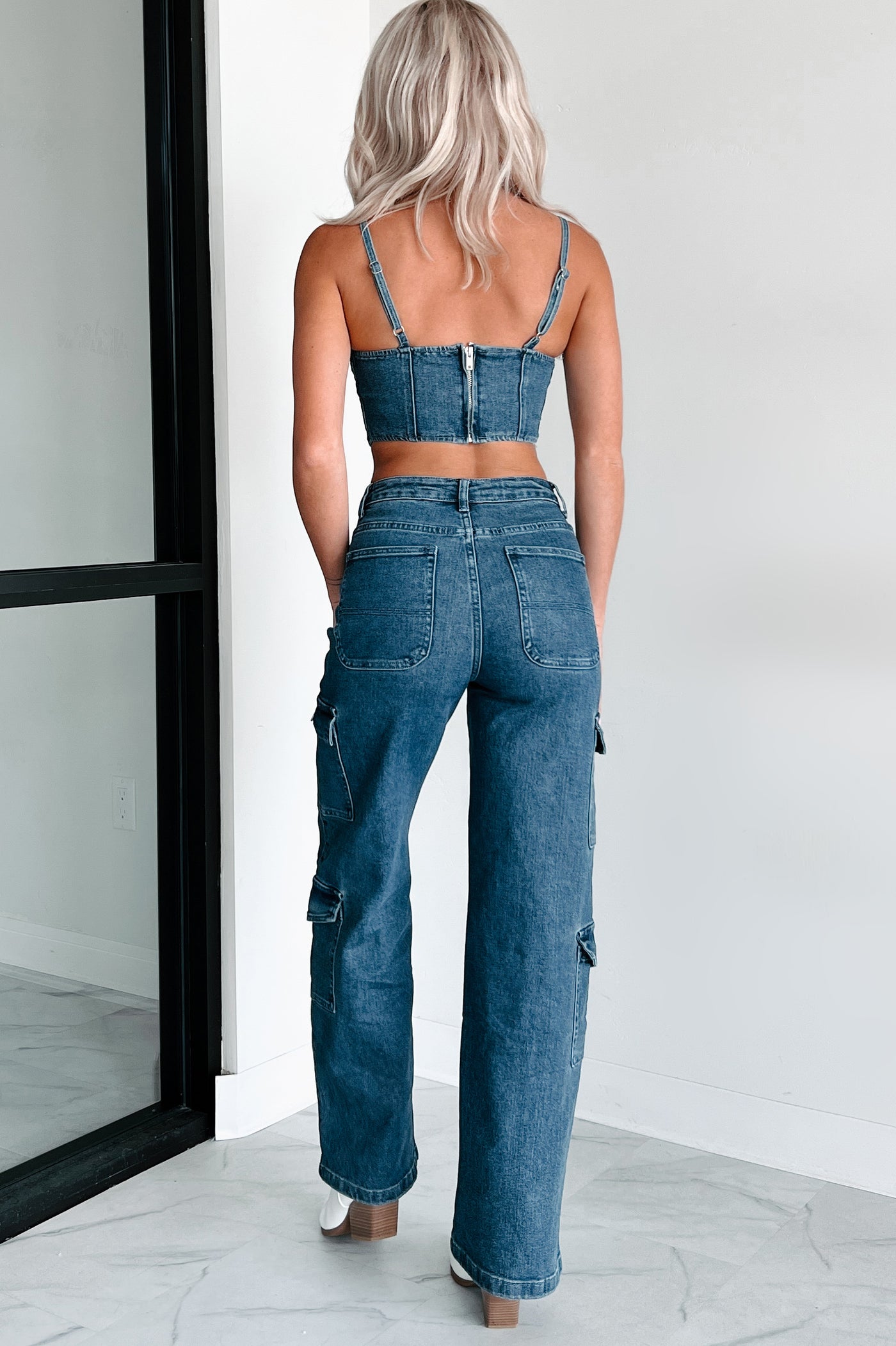 Downtown Daze Denim Crop Tank (Dark Denim) - NanaMacs