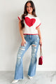 Following My Heart Short Sleeve Sweater (Ivory) - NanaMacs