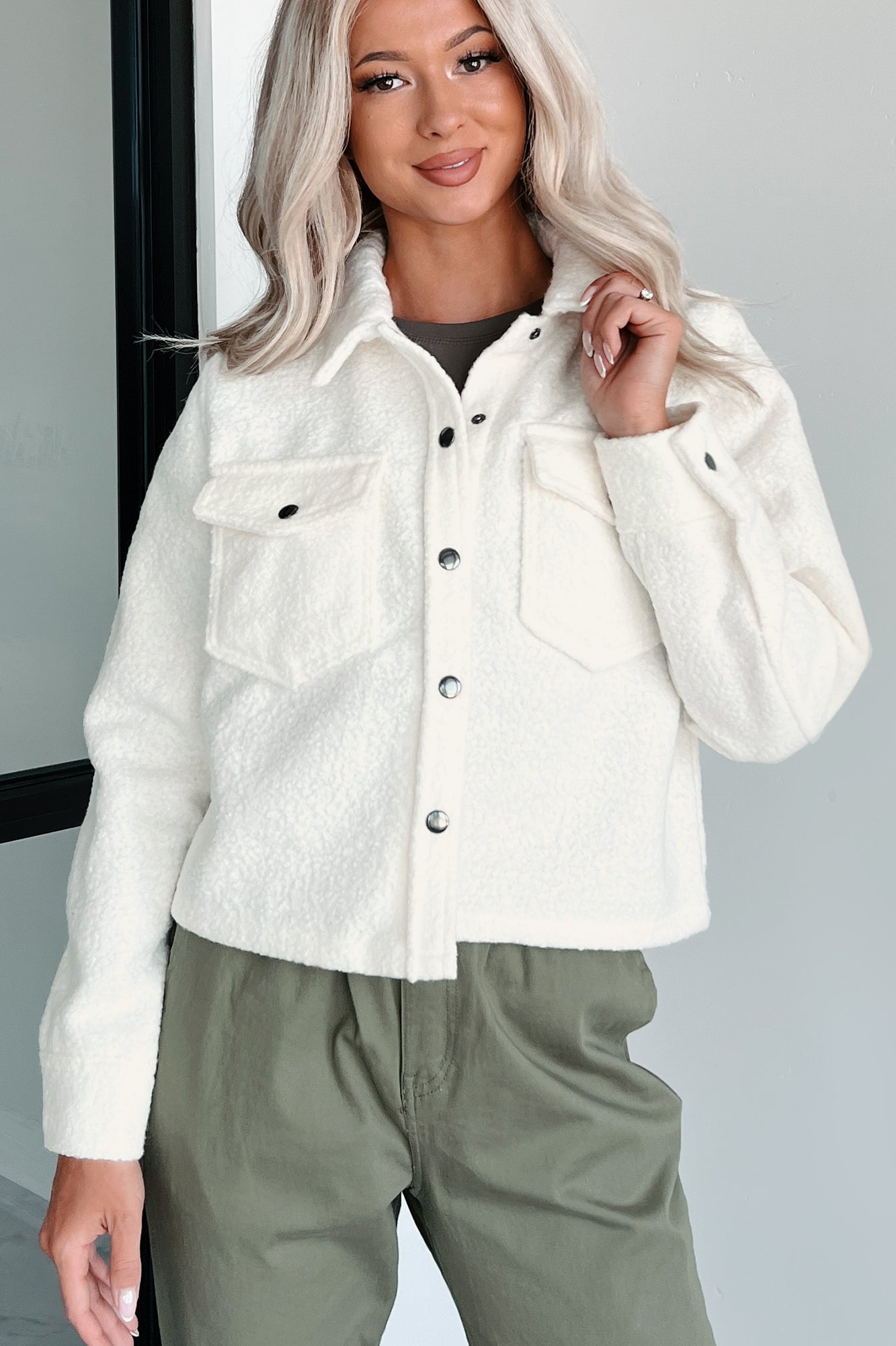 I've Got Big Plans Snap-Button Jacket (Ivory) - NanaMacs