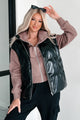 Put You In Your Place Patent Leather Puffer Vest (Black)