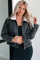 Kita Washed Denim Sherpa Jacket (Black) - NanaMacs