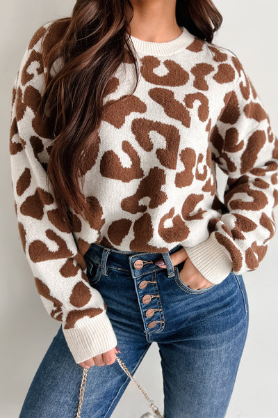 Authentic Affection Animal Print Sweater (Cream/Brown) - NanaMacs