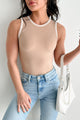 Easily Loved Ribbed Sleeveless Bodysuit (Tan/Cream)