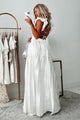 Opulent Occasion Pleated Ruffle Maxi Dress (White) - NanaMacs