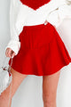 Heartbreaker Moves Ruffled Denim Skort (Red) - NanaMacs