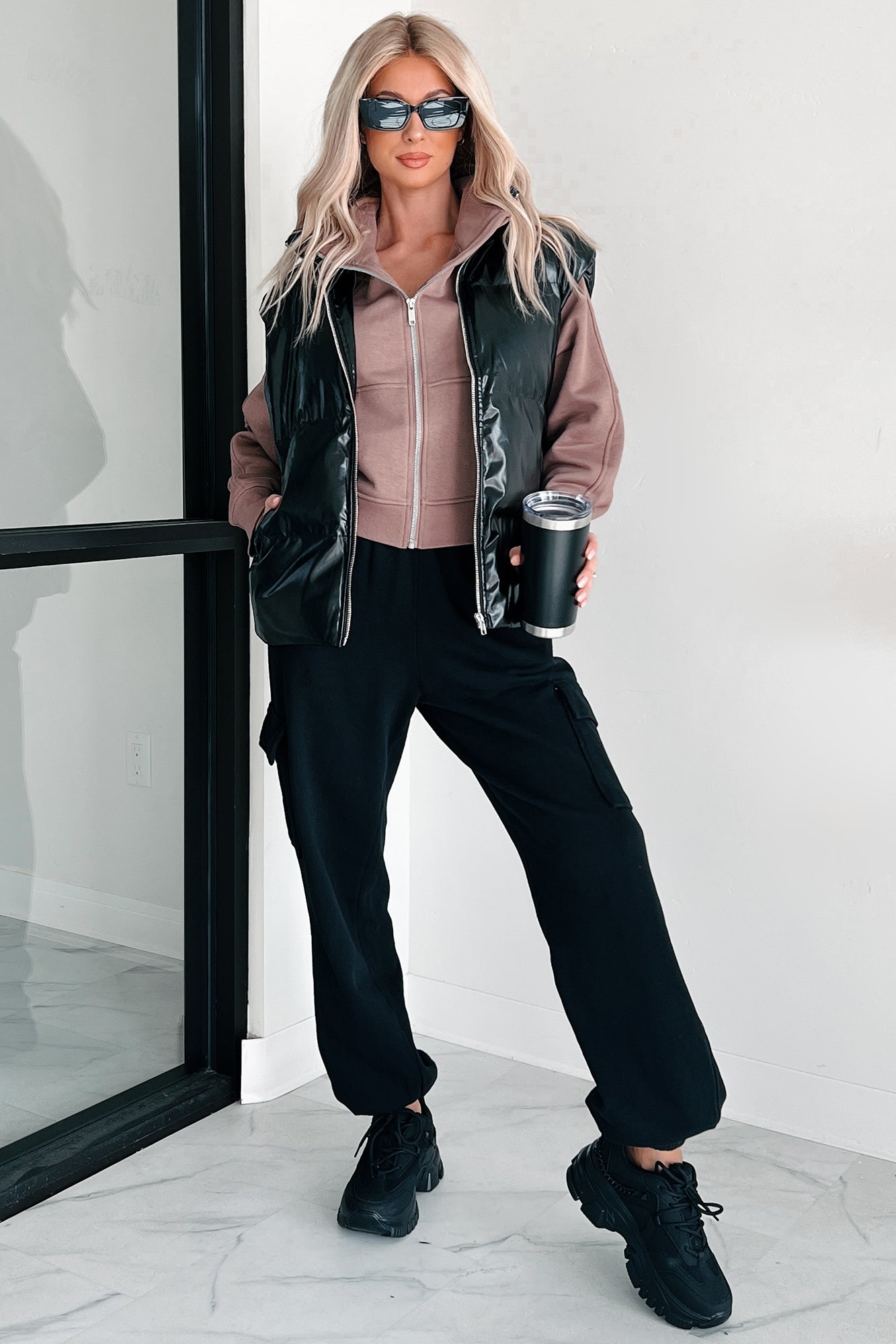 Put You In Your Place Patent Leather Puffer Vest (Black) · NanaMacs