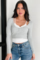 Calm And Cozy Faux Tank Henley Top (Light Grey/White) - NanaMacs