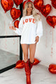 My Only Love Corded Graphic Crewneck (White) - Print On Demand - NanaMacs