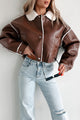 Zayna Faux Leather Jacket (Brown) - NanaMacs