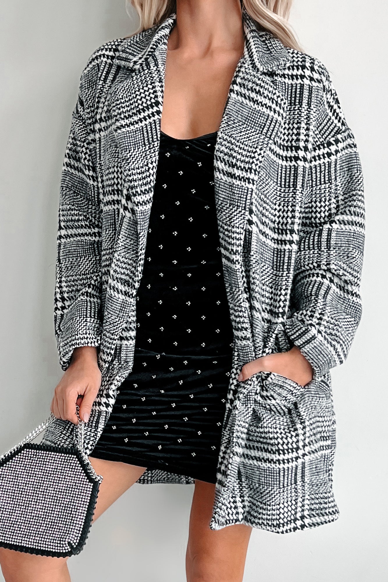 Mystery Worth Solving Oversized Plaid Coat (Black) - NanaMacs