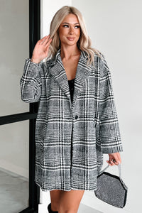 Mystery Worth Solving Oversized Plaid Coat (Black) - NanaMacs