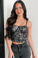 Gleaming Goddess Sequin Corset Top (Black/Silver) - NanaMacs