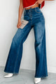 Leroy High Rise Wide Leg Cello Lace-Up Jeans (Medium Denim) - NanaMacs