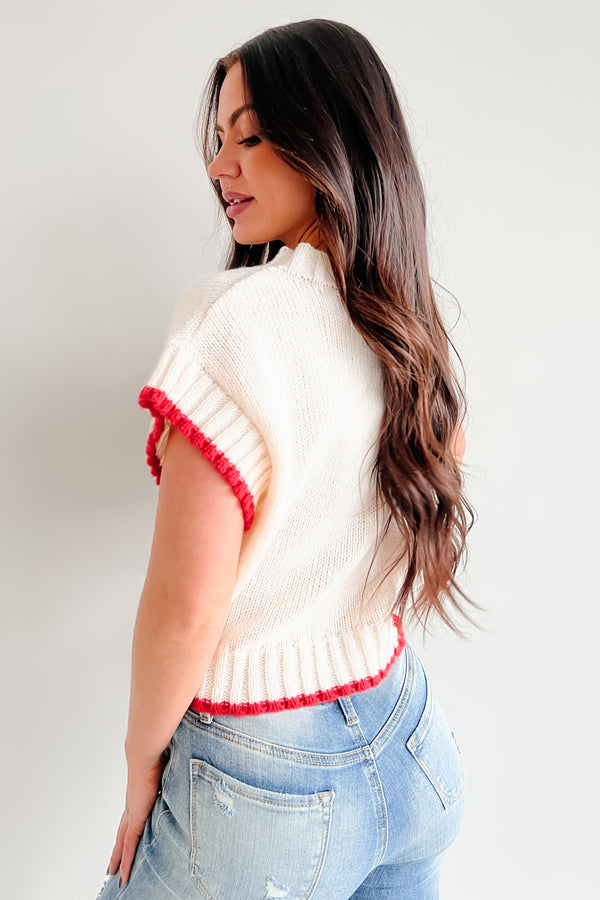 Following My Heart Short Sleeve Sweater (Ivory) - NanaMacs