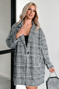 Mystery Worth Solving Oversized Plaid Coat (Black) - NanaMacs