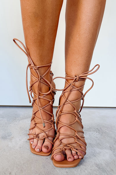 Vaycay Ready Braided Lace-Up Heel (Nude)