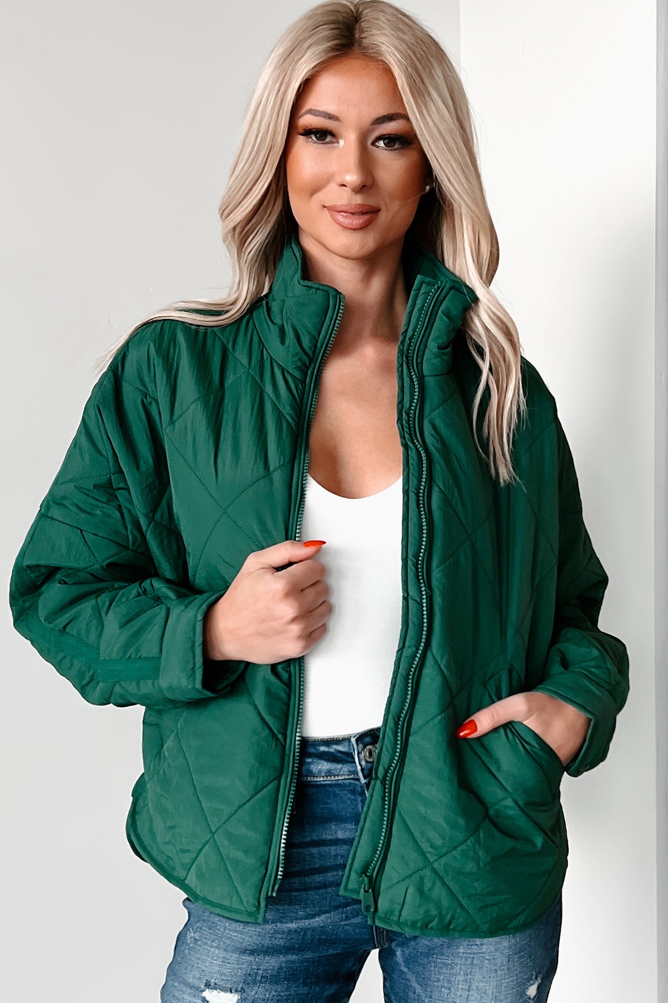 Autumn Memories Quilted Jacket (Varsity Green) - NanaMacs